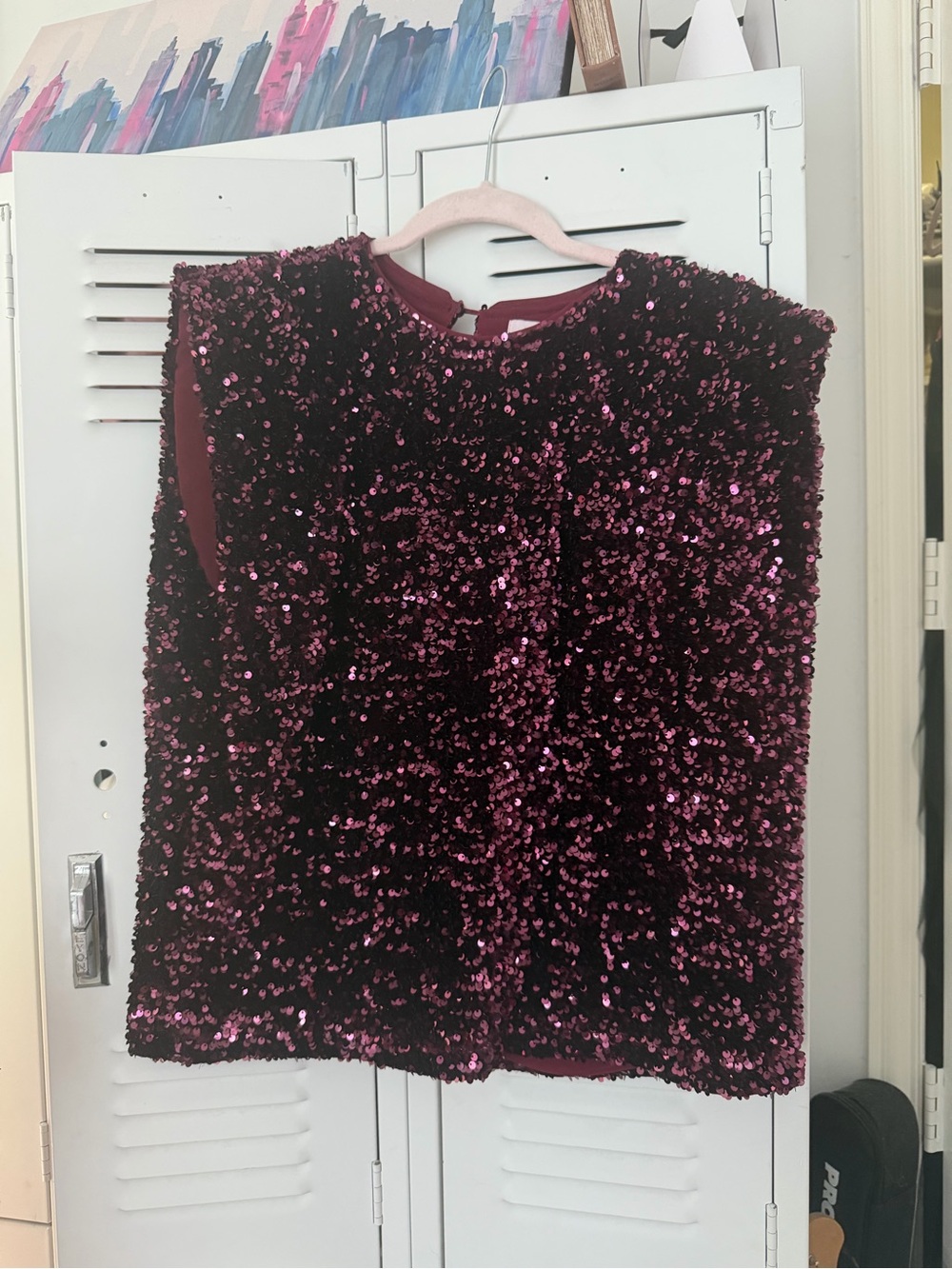 Buddy Love Sequin Sleeveless Top in Maroon